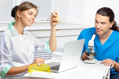 Two scientists develop a new remedy Foto stock