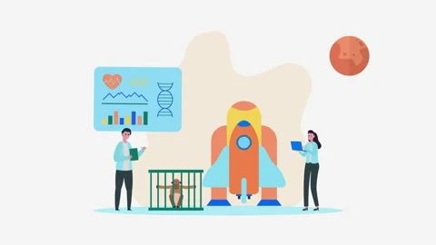 Two scientists doing experiment with monkey Stock Footage 164383745