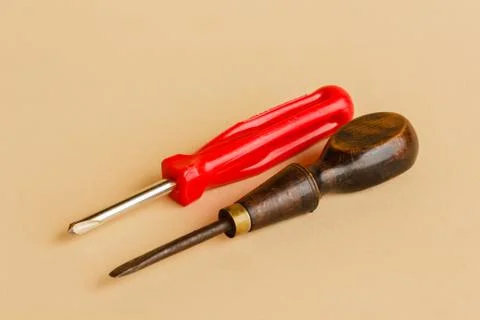 Two screwdrivers of different  eras Stock Photos