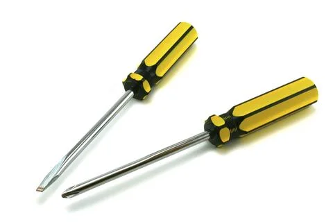 Two screwdrivers on a white background Fotos de archivo
