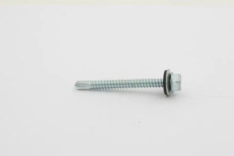 Two screws isolated on white background Stock Photos