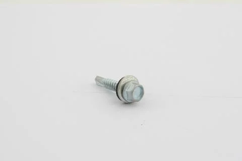 Two screws isolated on white background Foto stock