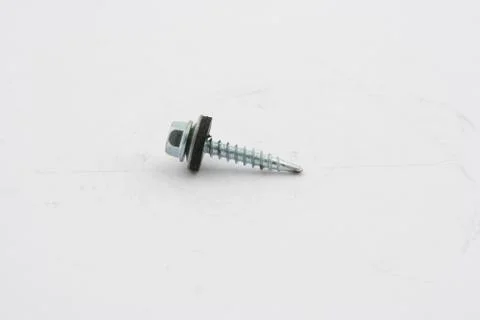 Two screws isolated on white background Foto stock