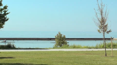 Two Sculls behind the breakwater Stock Footage 40240210