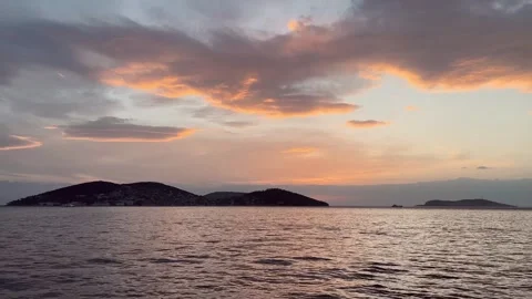 Two sea islands at Red dawn - stock video Stock Footage 240327364
