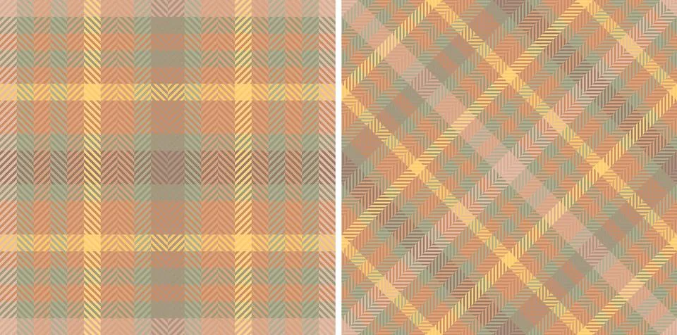 Two seamless autumnal plaid patterns in soft earthy tones.  Perfect for tex.. Stock Illustration