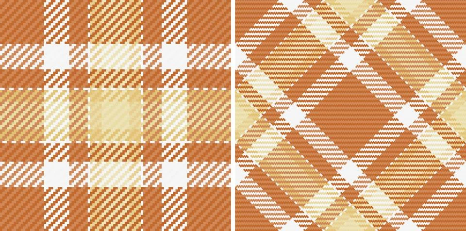 Two seamless autumnal plaid patterns in warm earth tones.  Perfect for fallth Stock Illustration