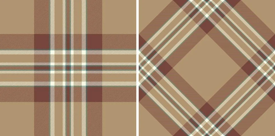 Two seamless neutral plaid patterns.  Earthy tones create a rustic, autumnal  Stock Illustration