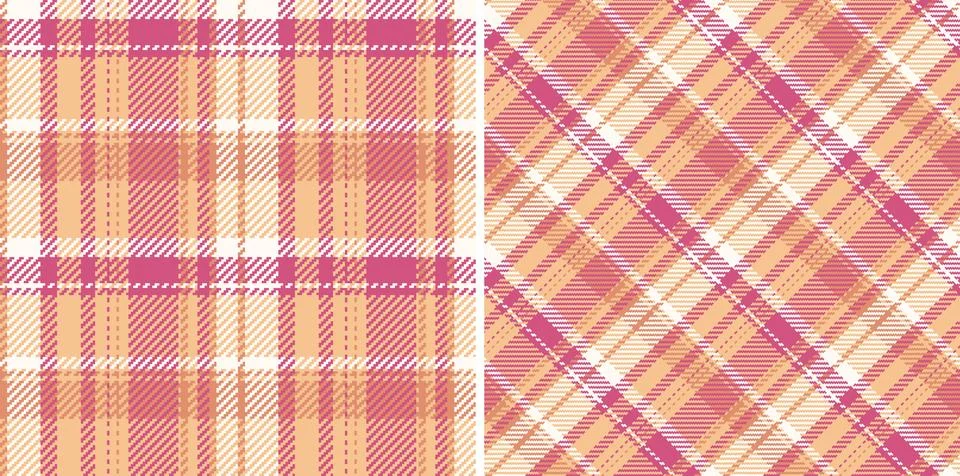 Two seamless pastel plaid patterns in peach and rose hues.  Perfect for texti Stock Illustration