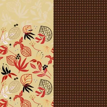 Two seamless pattern with hand draw leaf, vector illustration Stock Illustration