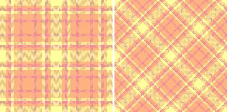Two seamless plaid patterns, one with a classic grid and the other diagonal,  Stock Illustration