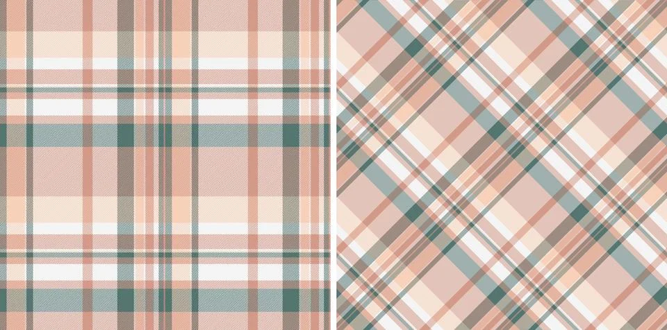 Two seamless plaid patterns side by side, perfect for backgrounds, textile de Stock Illustration