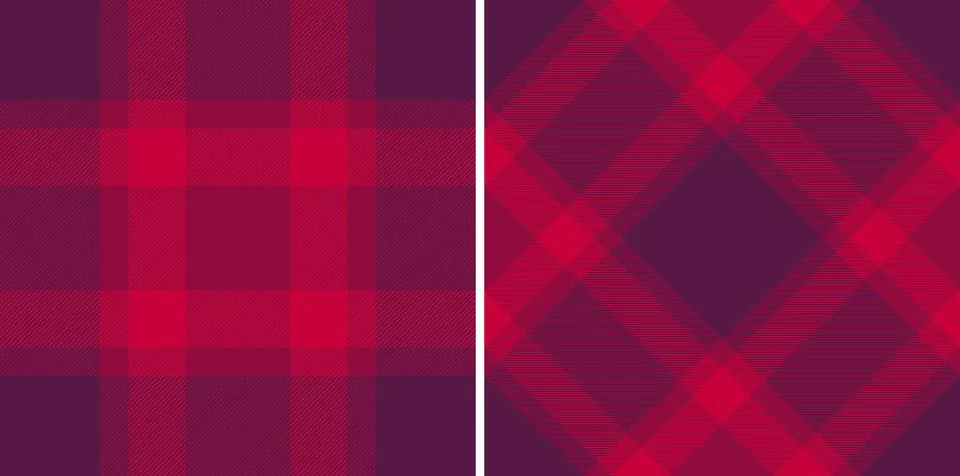 Two seamless plaid patterns, traditional  modern. Crimson  purple hues offer  Stock Illustration