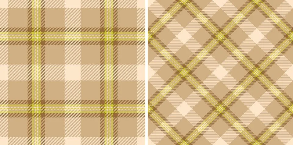 Two seamless plaid patterns, warm earth tones. Cozy, classic design for texti 스톡 일러스트