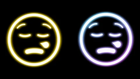 Two seamless sleeping emoji animation in bright neon light on black backgroun Stock Footage 274667195