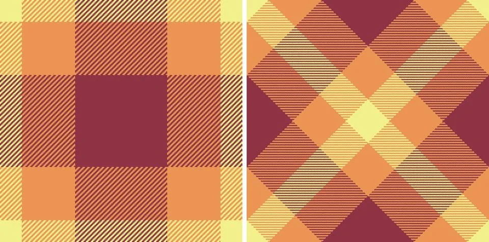 Two seamless tartan patterns. A timeless textile design with warm autumn hues Stock Illustration