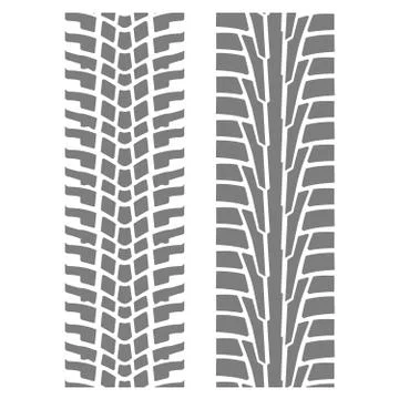 Two seamless tyre tracks patterns - wheel tire imprint Stock Illustration