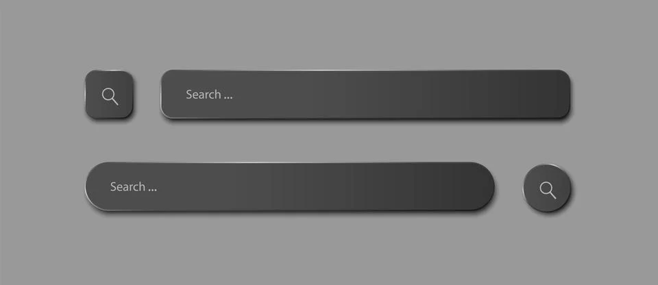 Two search strings of different shapes on a gray background. Stock Illustration