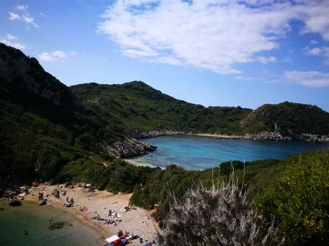 Two Seas in Corfù 库存照片