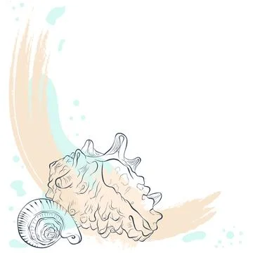 Two seashells on a grunge background Stock Illustration