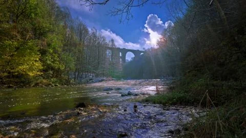 Two seasons with bridge Stock Photos