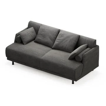 Two-seater cloth sofa on a white background 3d rendering Illustrazione stock