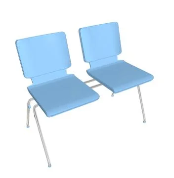 Two-seater stackable plastic chair, 3D illustration Stockillustratie