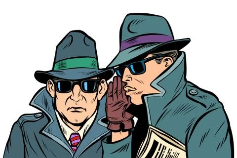 Two secret agents whispering Stock Illustration