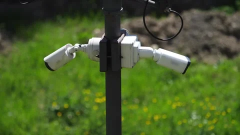 Two security cameras watch Castel Sant’Angelo gardens silently Stock Footage 306319733