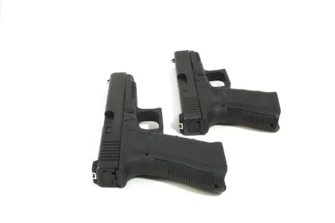 Two semi automatic pistols Stock Photos