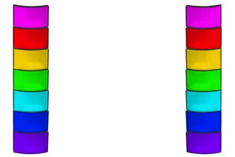 Two sets of colored insulated LED spotlights on a white background. Stock Photos