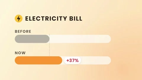 Two sets of electricity bills showcasing changes from before to now. Each set 스톡 동영상 347591762