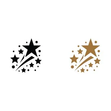 Two sets of star cluster in black and gold colors isolated on a white backg.. Stock Illustration