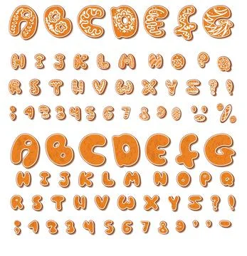 Two sets of vector alphabet Christmas or New year alphabet gingerbread. Sets Stock Illustration