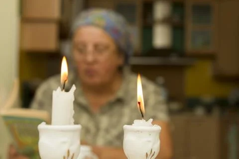 Two Shabbat Candles Stock Photos