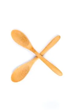Two shallow bamboo spoons in a shape for display Stock Photos
