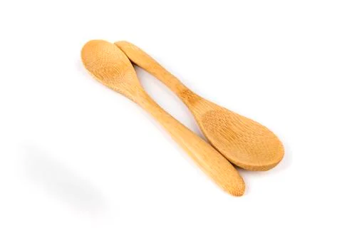 Two shallow bamboo spoons in a shape for display Stock Photos