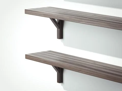 Two shalves on the white wall. 3d rendering Иллюстрация