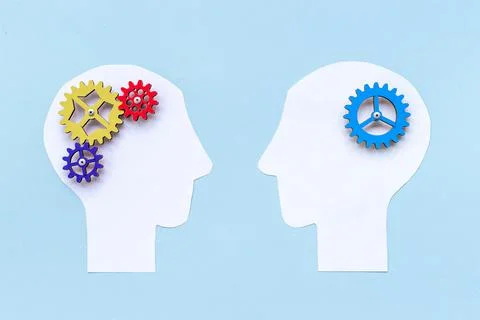 Two shape of men head - connection and communication concept Stock Photos