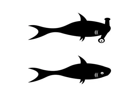 Two sharks on white Stock Illustration