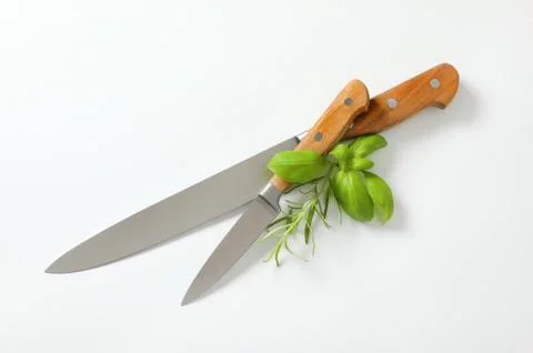 Two sharp kitchen knives Foto stock