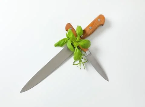 Two sharp kitchen knives Foto stock