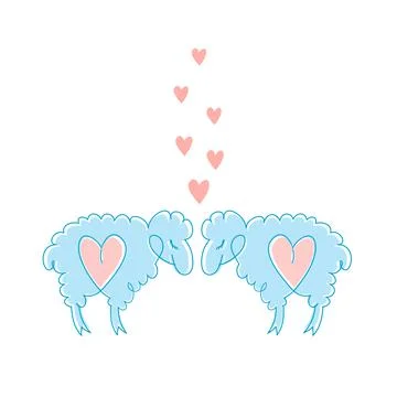 Two sheep in love. Stock Illustration