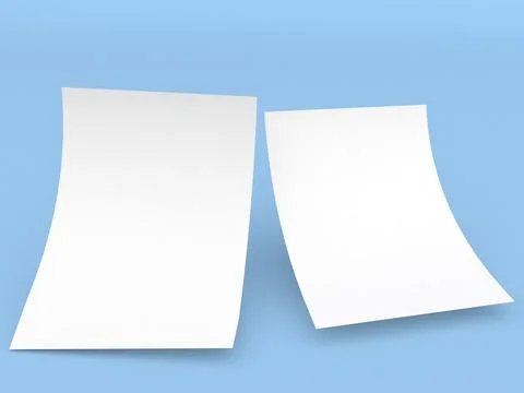 Two sheets of A4 paper on a blue background. Stock Illustration
