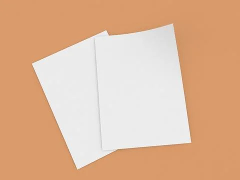 Two sheets of A4 paper on a brown background. Stock Illustration