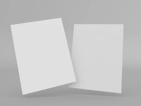 Two sheets of A4 paper on a gray background. Illustrazione stock