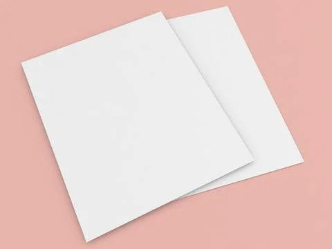 Two sheets of A4 paper on a pink background. Stock Illustration