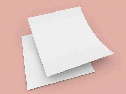 Two sheets of A4 paper on a pink background. Stock Illustration