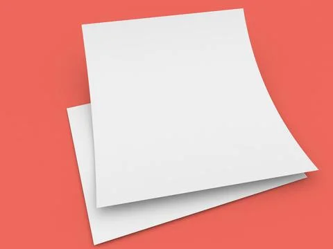 Two sheets of A4 paper on a red background. Stock Illustration