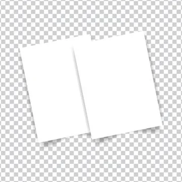 Two sheets of A4 white paper mock up on a transparent background. Stock Illustration
